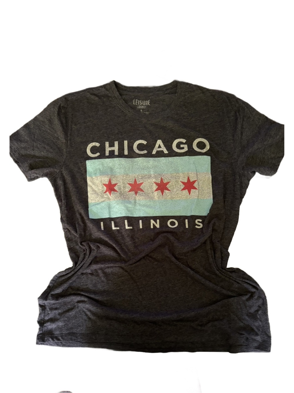 Chicago Illinois Graphic Tee - Black with Light Blue & Red Stars